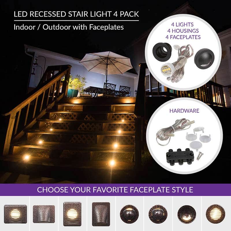 Indoor / Outdoor LED Recessed Stair Light 4 Pack with Faceplates (copy) Questions & Answers